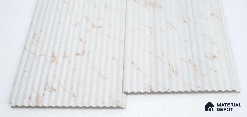 White Marble Louver PN 00534 8 ft x 6.2 inch Charcoal Panel - 6 mm | Suitable for Feature Wall, TV Unit & Living Room | Width is Subjected to 5% Variation