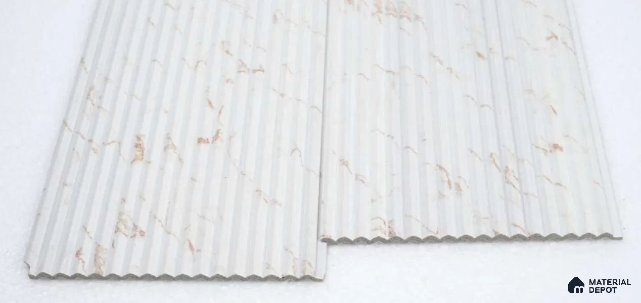 White Marble Louver PN 00534 8 ft x 6.2 inch Charcoal Panel - 6 mm | Suitable for Feature Wall, TV Unit & Living Room | Width is Subjected to 5% Variation