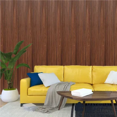 Brown Wooden Louver PN 00536 8 ft x 6.2 inch Charcoal Panel - 6 mm | Suitable for Feature Wall, TV Unit & Living Room | Width is Subjected to 5% Variation