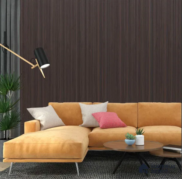 Brown Wooden Louver PN 00537 8 ft x 6.2 inch Charcoal Panel - 6 mm | Suitable for Feature Wall, TV Unit & Living Room | Width is Subjected to 5% Variation