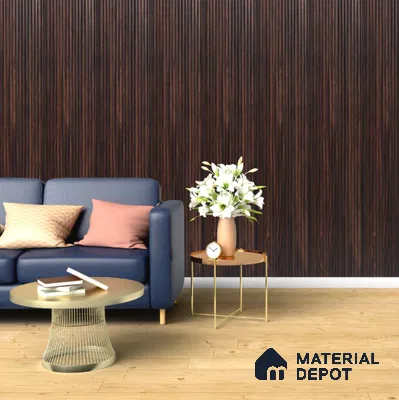 Brown Wooden Louver PN 00539 8 ft x 6.2 inch Charcoal Panel - 6 mm | Suitable for Feature Wall, TV Unit & Living Room | Width is Subjected to 5% Variation