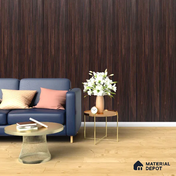 Brown Wooden Louver PN 00539 8 ft x 6.2 inch Charcoal Panel - 6 mm | Suitable for Feature Wall, TV Unit & Living Room | Width is Subjected to 5% Variation