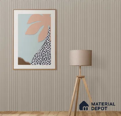 Beige Plain Colour Louver PN 00638 8 ft x 4 inch Charcoal Panel - 11 mm | Suitable for Feature Wall, TV Unit & Living Room | Width is Subjected to 5% Variation