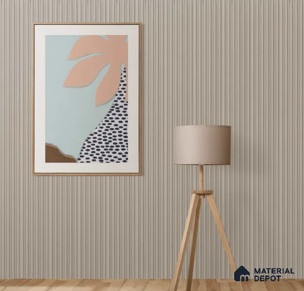 Beige Plain Colour Louver PN 00638 8 ft x 4 inch Charcoal Panel - 11 mm | Suitable for Feature Wall, TV Unit & Living Room | Width is Subjected to 5% Variation
