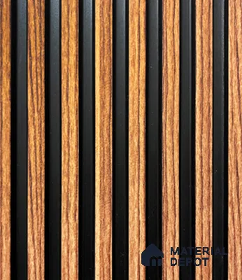 Brown Wooden Louver PN 00838 8 ft x 4.9 inch Charcoal Panel - 10 mm | Suitable for Feature Wall, TV Unit & Living Room | Width is Subjected to 5% Variation