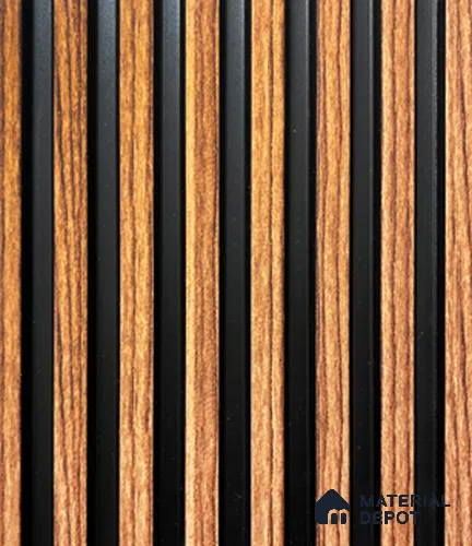 Brown Wooden Louver PN 00838 8 ft x 4.9 inch Charcoal Panel - 10 mm | Suitable for Feature Wall, TV Unit & Living Room | Width is Subjected to 5% Variation