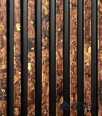 Brown Wooden Louver PN 00840 8 ft x 4.9 inch Charcoal Panel - 10 mm | Suitable for Feature Wall, TV Unit & Living Room | Width is Subjected to 5% Variation