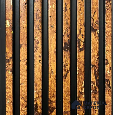 Brown Wooden Louver PN 00841 8 ft x 4.9 inch Charcoal Panel - 10 mm | Suitable for Feature Wall, TV Unit & Living Room | Width is Subjected to 5% Variation
