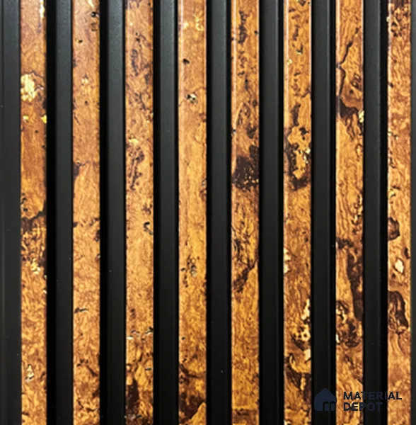 Brown Wooden Louver PN 00841 8 ft x 4.9 inch Charcoal Panel - 10 mm | Suitable for Feature Wall, TV Unit & Living Room | Width is Subjected to 5% Variation