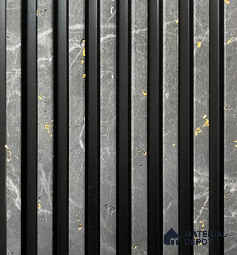 Grey Marble Louver PN 00842 8 ft x 4.9 inch Charcoal Panel - 10 mm | Suitable for Feature Wall, TV Unit & Living Room | Width is Subjected to 5% Variation