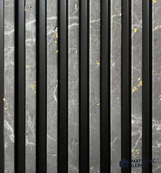 Grey Marble Louver PN 00842 8 ft x 4.9 inch Charcoal Panel - 10 mm | Suitable for Feature Wall, TV Unit & Living Room | Width is Subjected to 5% Variation