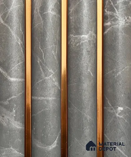 Grey Marble Louver PN 00852 8 ft x 4.9 inch Charcoal Panel - 12 mm | Suitable for Feature Wall, TV Unit & Living Room | Width is Subjected to 5% Variation