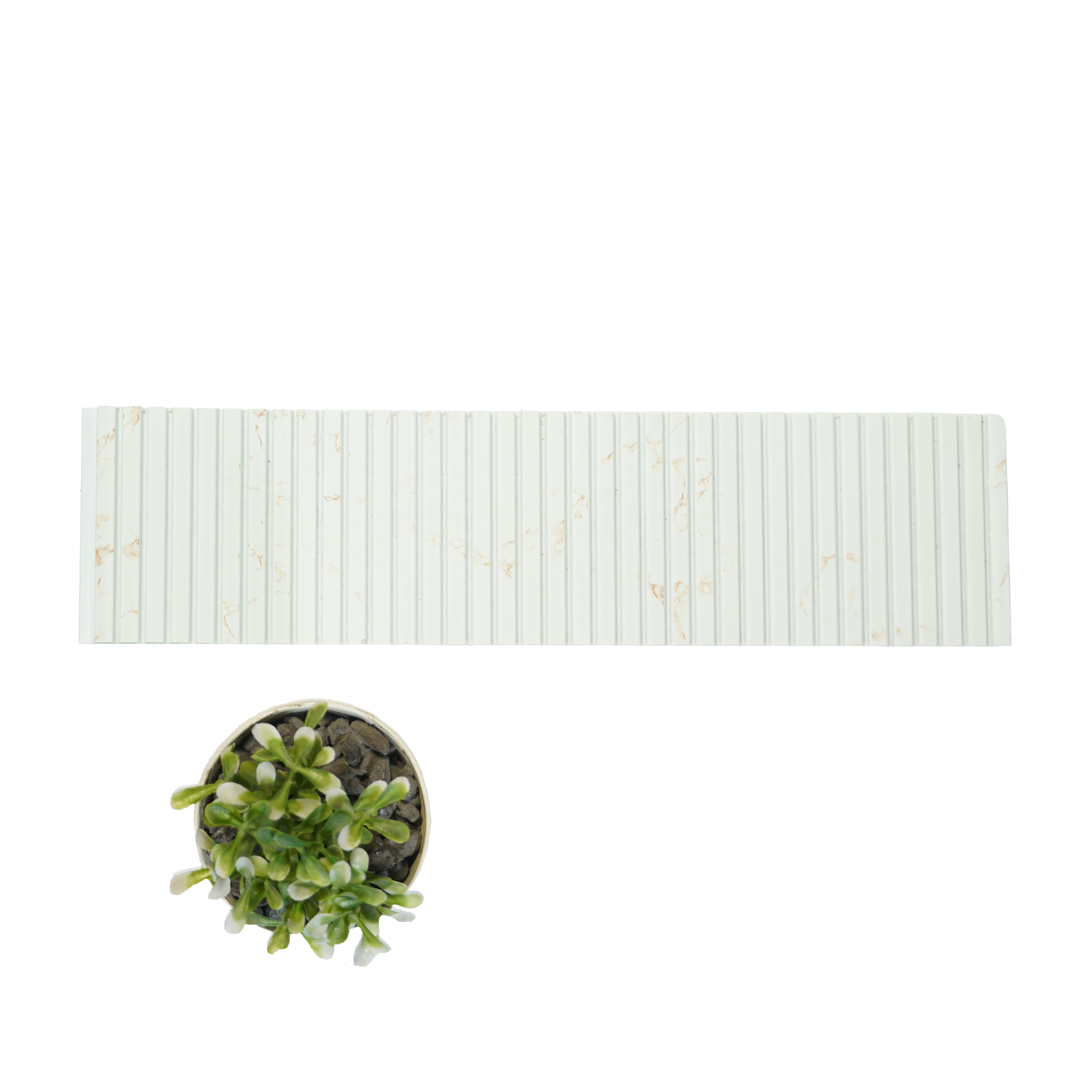 White Marble Louver PN 01627 J 8 ft x 12 inch Charcoal Panel - 8 mm | Suitable for Feature Wall, TV Unit & Living Room | Width is Subjected to 5% Variation