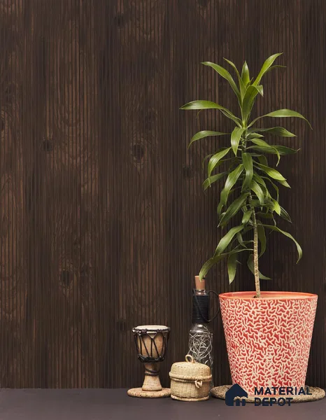 Wenge Wooden Louver PN 01627 8 ft x 12 inch Charcoal Panel - 8 mm | Suitable for Feature Wall, TV Unit & Living Room | Width is Subjected to 5% Variation