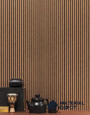 Khakhi Brown Wooden Louver PN 01628 8 ft x 12 inch Charcoal Panel - 8 mm | Suitable for Feature Wall, TV Unit & Living Room | Width is Subjected to 5% Variation