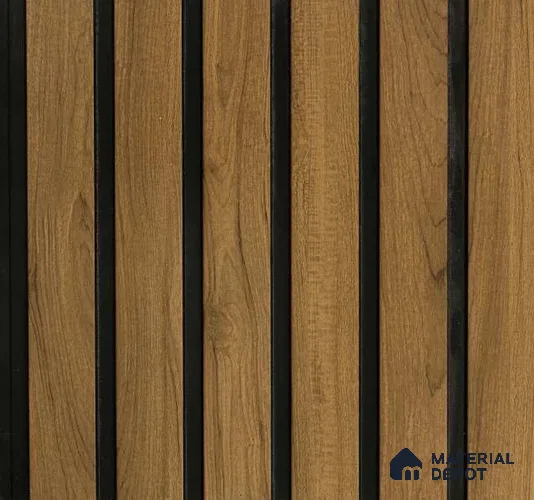 Brown Wooden Louver PN 01644 8 ft x 12 inch Charcoal Panel - 6 mm | Suitable for Feature Wall, TV Unit & Living Room | Width is Subjected to 5% Variation
