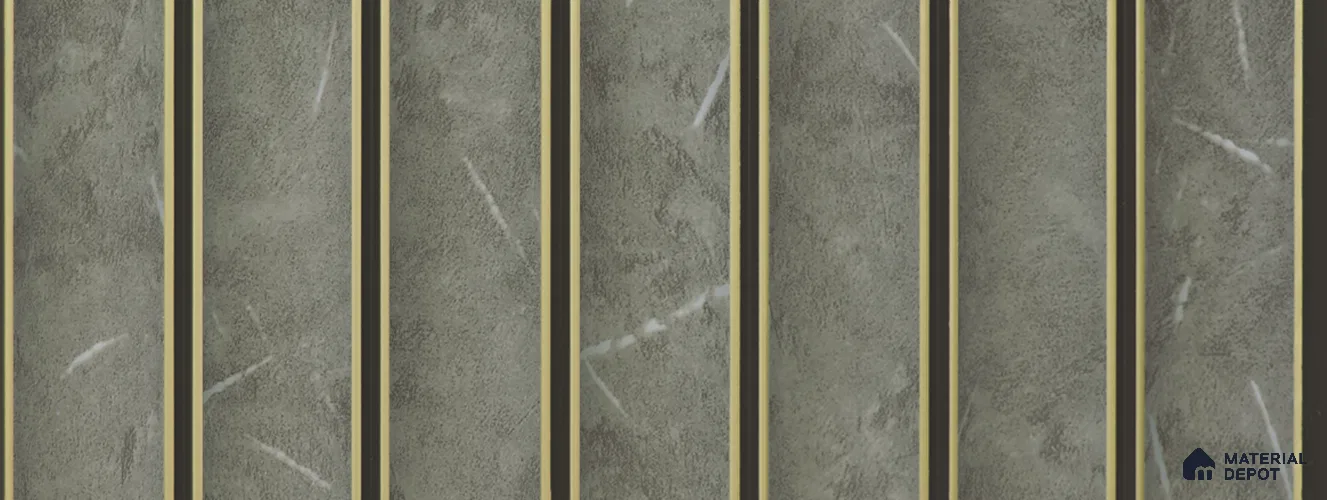 Grey Marble Louver PN 02333 9.5 ft x 8 inch Charcoal Panel - 8 mm | Suitable for Feature Wall, TV Unit & Living Room | Width is Subjected to 5% Variation