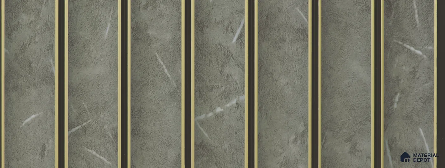 Grey Marble Louver PN 02333 9.5 ft x 8 inch Charcoal Panel - 8 mm | Suitable for Feature Wall, TV Unit & Living Room | Width is Subjected to 5% Variation