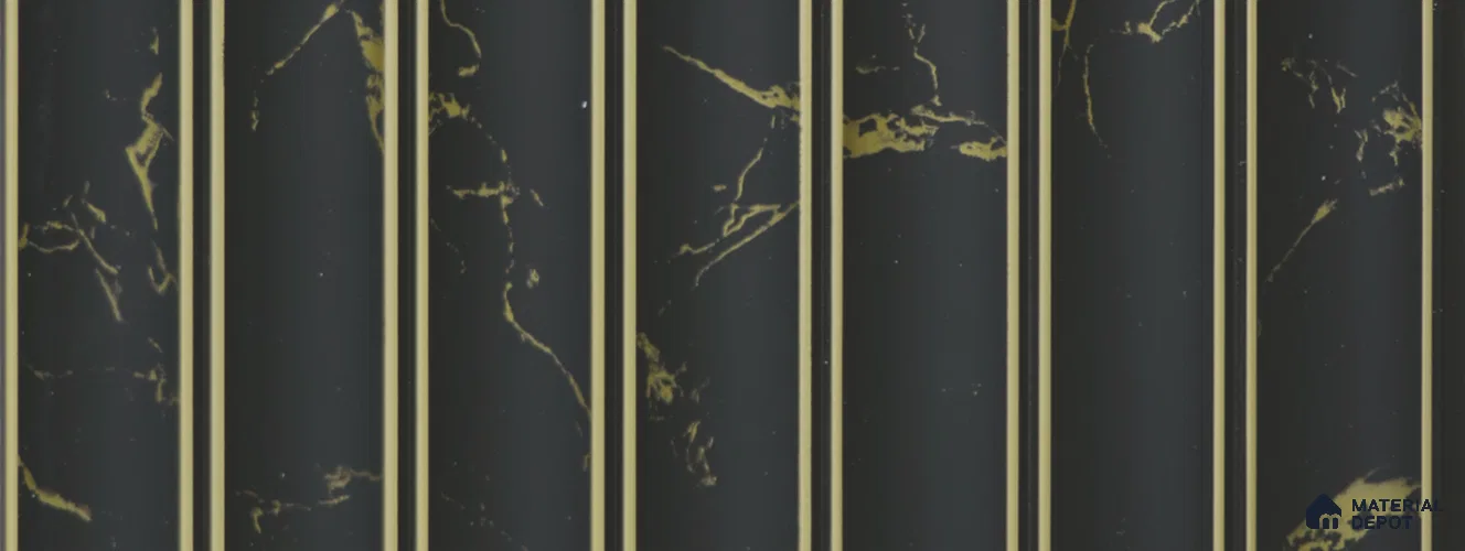 Black Marble Louver PN 02336 9.5 ft x 8 inch Charcoal Panel - 8 mm | Suitable for Feature Wall, TV Unit & Living Room | Width is Subjected to 5% Variation