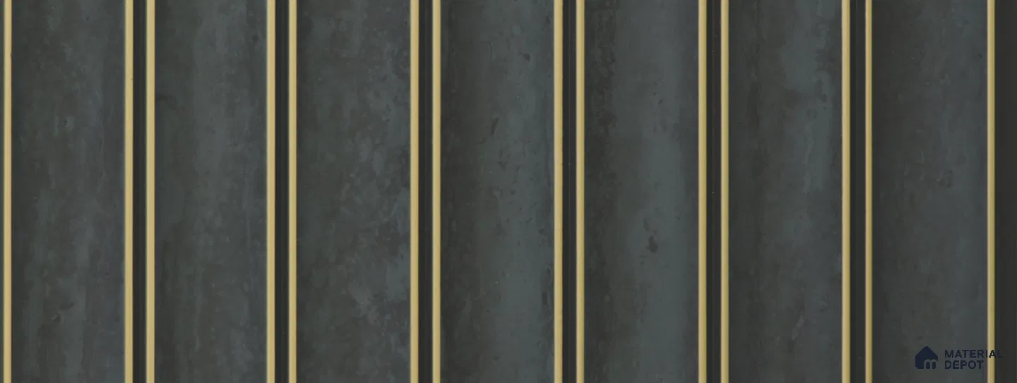 Black Stone Louver PN 02338 9.5 ft x 8 inch Charcoal Panel - 8 mm | Suitable for Feature Wall, TV Unit & Living Room | Width is Subjected to 5% Variation