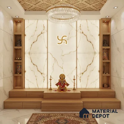 White Marble Look Alabaster Sheet/Panel 8 ft x 4 ft - 5 mm | PN 03050 | Suitable for Pooja Room, Feature Wall, Foyer, Ceiling & Reception | Width is Subjected to 5% Variation