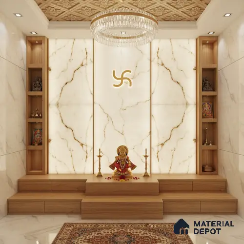 White Marble Look Alabaster Sheet/Panel 8 ft x 4 ft - 5 mm | PN 03050 | Suitable for Pooja Room, Feature Wall, Foyer, Ceiling & Reception | Width is Subjected to 5% Variation