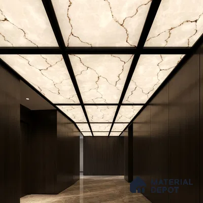 Grey Marble Look Alabaster Sheet/Panel 8 ft x 4 ft - 5 mm | PN 03051 | Suitable for Pooja Room, Feature Wall, Foyer, Ceiling & Reception | Width is Subjected to 5% Variation