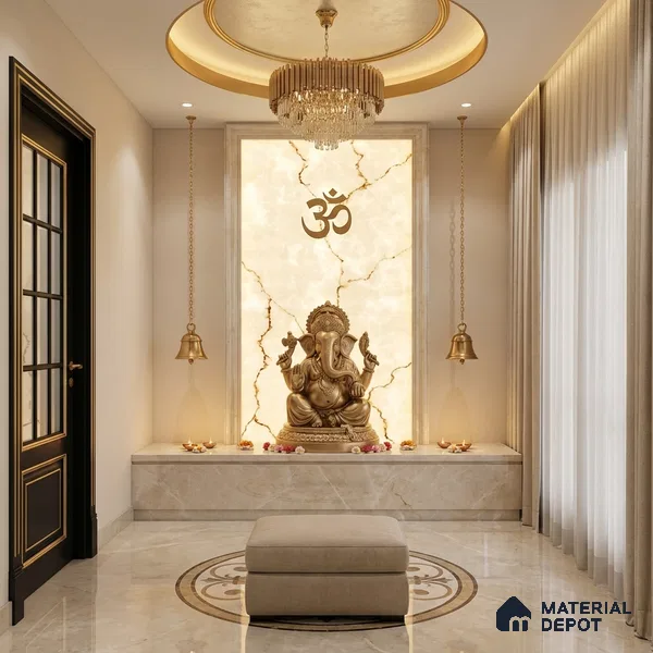 Grey Marble Look Alabaster Sheet/Panel 8 ft x 4 ft - 5 mm | PN 03051 | Suitable for Pooja Room, Feature Wall, Foyer, Ceiling & Reception | Width is Subjected to 5% Variation