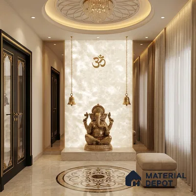 Grey Marble Look Alabaster Sheet/Panel 8 ft x 4 ft - 5 mm | PN 03052 | Suitable for Pooja Room, Feature Wall, Foyer, Ceiling & Reception | Width is Subjected to 5% Variation