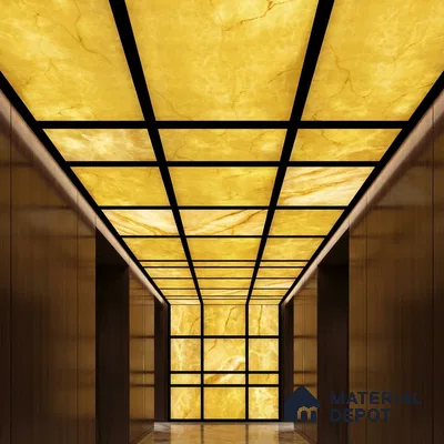 Gold Marble Look Alabaster Sheet/Panel 8 ft x 4 ft - 5 mm | PN 03053 | Suitable for Pooja Room, Feature Wall, Foyer, Ceiling & Reception | Width is Subjected to 5% Variation