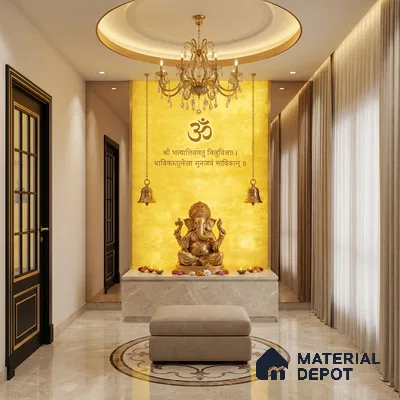 Gold Marble Look Alabaster Sheet/Panel 8 ft x 4 ft - 5 mm | PN 03054 | Suitable for Pooja Room, Feature Wall, Foyer, Ceiling & Reception | Width is Subjected to 5% Variation