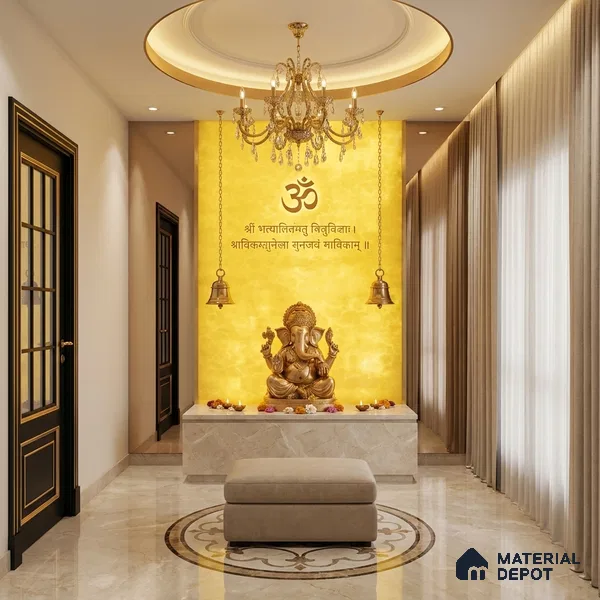 Gold Marble Look Alabaster Sheet/Panel 8 ft x 4 ft - 5 mm | PN 03054 | Suitable for Pooja Room, Feature Wall, Foyer, Ceiling & Reception | Width is Subjected to 5% Variation