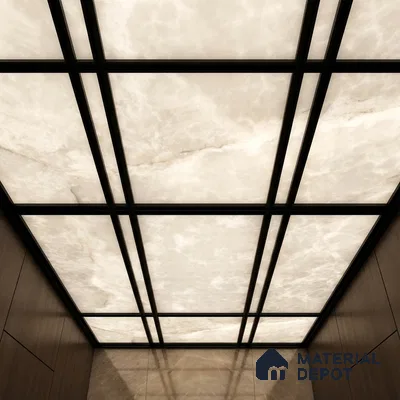 Grey Marble Look Alabaster Sheet/Panel 8 ft x 4 ft - 6 mm | PN 03055 | Suitable for Pooja Room, Feature Wall, Foyer, Ceiling & Reception | Width is Subjected to 5% Variation