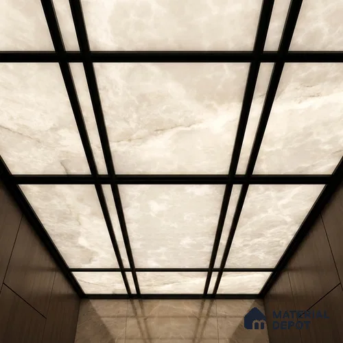 Grey Marble Look Alabaster Sheet/Panel 8 ft x 4 ft - 6 mm | PN 03055 | Suitable for Pooja Room, Feature Wall, Foyer, Ceiling & Reception | Width is Subjected to 5% Variation