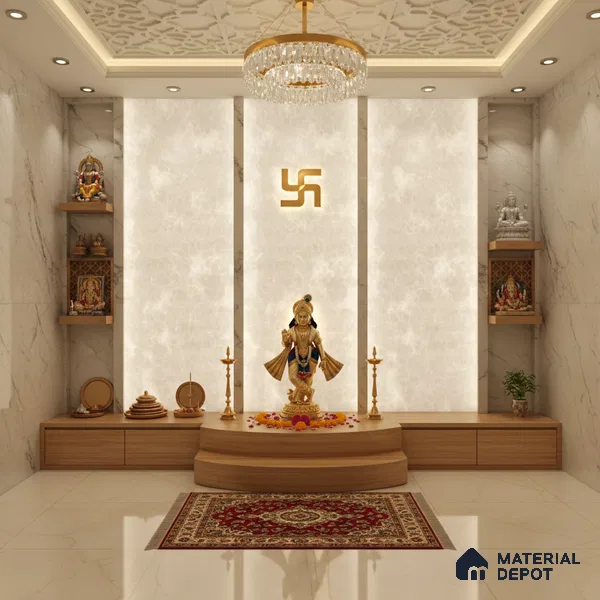 Grey Marble Look Alabaster Sheet/Panel 8 ft x 4 ft - 6 mm | PN 03055 | Suitable for Pooja Room, Feature Wall, Foyer, Ceiling & Reception | Width is Subjected to 5% Variation