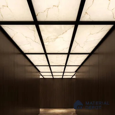 White Marble Look Alabaster Sheet/Panel 8 ft x 4 ft - 6 mm | PN 03056 | Suitable for Pooja Room, Feature Wall, Foyer, Ceiling & Reception | Width is Subjected to 5% Variation