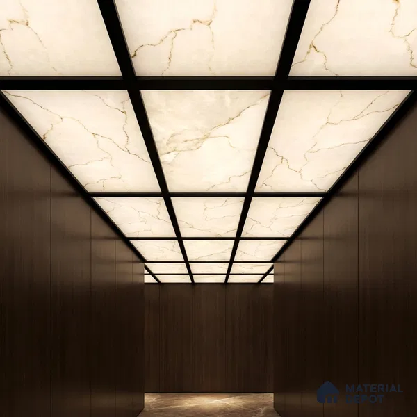 White Marble Look Alabaster Sheet/Panel 8 ft x 4 ft - 6 mm | PN 03056 | Suitable for Pooja Room, Feature Wall, Foyer, Ceiling & Reception | Width is Subjected to 5% Variation