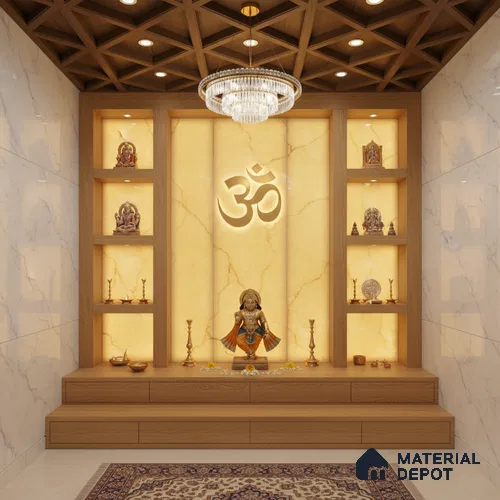 Gold Marble Look Alabaster Sheet/Panel 8 ft x 4 ft - 6 mm | PN 03057 | Suitable for Pooja Room, Feature Wall, Foyer, Ceiling & Reception | Width is Subjected to 5% Variation