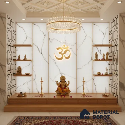 White Marble Look Alabaster Sheet/Panel 8 ft x 4 ft - 6 mm | PN 03059 | Suitable for Pooja Room, Feature Wall, Foyer, Ceiling & Reception | Width is Subjected to 5% Variation
