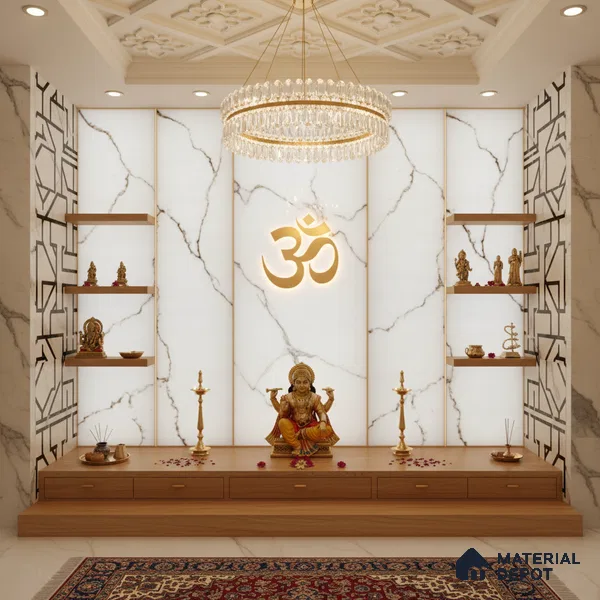 White Marble Look Alabaster Sheet/Panel 8 ft x 4 ft - 6 mm | PN 03059 | Suitable for Pooja Room, Feature Wall, Foyer, Ceiling & Reception | Width is Subjected to 5% Variation
