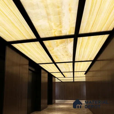 Multi Colour Patterned Look Alabaster Sheet/Panel 8 ft x 4 ft - 6 mm | PN 03060 | Suitable for Pooja Room, Feature Wall, Foyer, Ceiling & Reception | Width is Subjected to 5% Variation