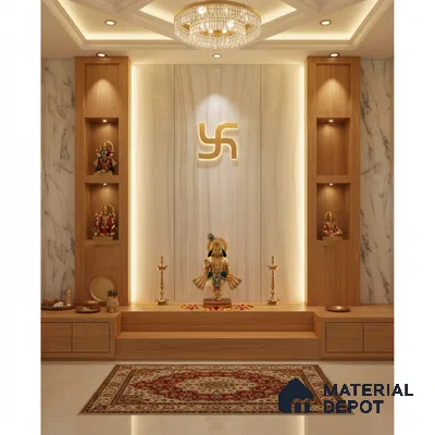 Silver Patterned Look Alabaster Sheet/Panel 8 ft x 4 ft - 6 mm | PN 03061 | Suitable for Pooja Room, Feature Wall, Foyer, Ceiling & Reception | Width is Subjected to 5% Variation
