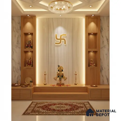 Silver Patterned Look Alabaster Sheet/Panel 8 ft x 4 ft - 6 mm | PN 03061 | Suitable for Pooja Room, Feature Wall, Foyer, Ceiling & Reception | Width is Subjected to 5% Variation
