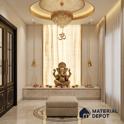 Silver Patterned Look Alabaster Sheet/Panel 8 ft x 4 ft - 6 mm | PN 03061 | Suitable for Pooja Room, Feature Wall, Foyer, Ceiling & Reception | Width is Subjected to 5% Variation