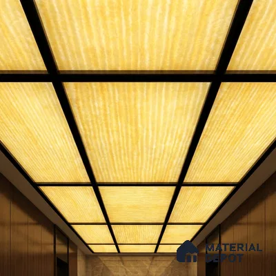 Multi Colour Patterned Look Alabaster Sheet/Panel 8 ft x 4 ft - 6 mm | PN 03065 | Suitable for Pooja Room, Feature Wall, Foyer, Ceiling & Reception | Width is Subjected to 5% Variation