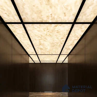 Brown Stone Look Alabaster Sheet/Panel 8 ft x 4 ft - 6 mm | PN 03068 | Suitable for Pooja Room, Feature Wall, Foyer, Ceiling & Reception | Width is Subjected to 5% Variation