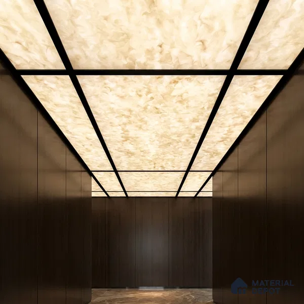 Brown Stone Look Alabaster Sheet/Panel 8 ft x 4 ft - 6 mm | PN 03068 | Suitable for Pooja Room, Feature Wall, Foyer, Ceiling & Reception | Width is Subjected to 5% Variation