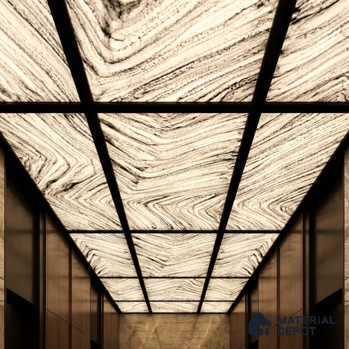 Multi Colour Stone Look Alabaster Sheet/Panel 8 ft x 4 ft - 6 mm | PN 03070 | Suitable for Pooja Room, Feature Wall, Foyer, Ceiling & Reception | Width is Subjected to 5% Variation