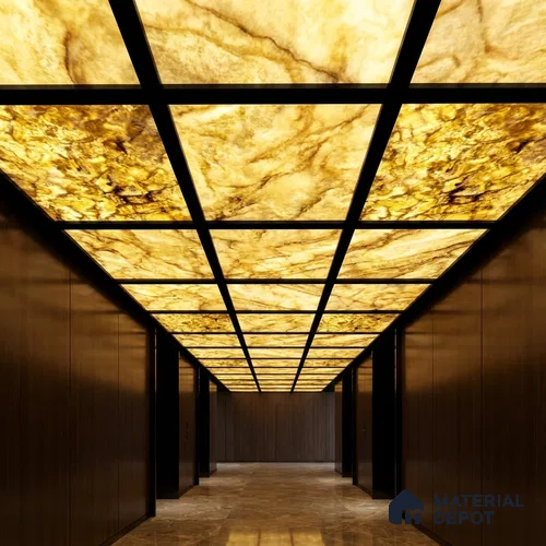 Multi Colour Marble Look Alabaster Sheet/Panel 8 ft x 4 ft - 6 mm | PN 03073 | Suitable for Pooja Room, Feature Wall, Foyer, Ceiling & Reception | Width is Subjected to 5% Variation