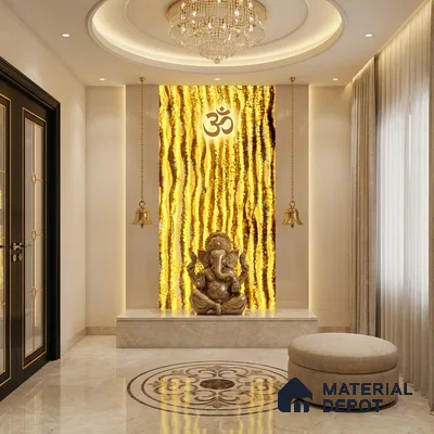 Multi Colour Marble Look Alabaster Sheet/Panel 8 ft x 4 ft - 6 mm | PN 03074 | Suitable for Pooja Room, Feature Wall, Foyer, Ceiling & Reception | Width is Subjected to 5% Variation